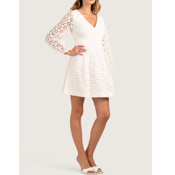 Trina Turk 'Grazia' Floral Eyelet Lace Cotton Dress, White - Picture 2 of 3